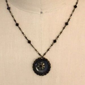 Liz Palacios Black Glass Pendant Necklace